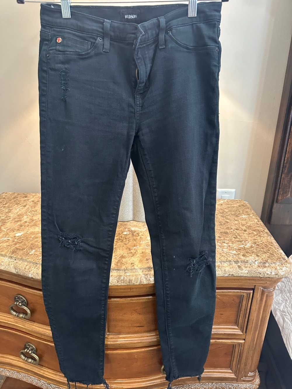 Hudson Jeans Men’s Black Skinny Distressed Jeans